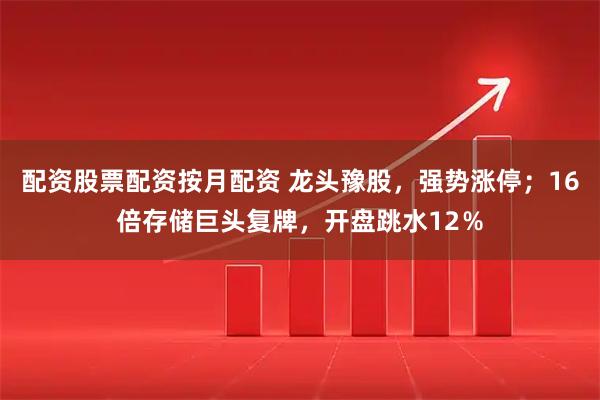 配资股票配资按月配资 龙头豫股，强势涨停；16倍存储巨头复牌，开盘跳水12％
